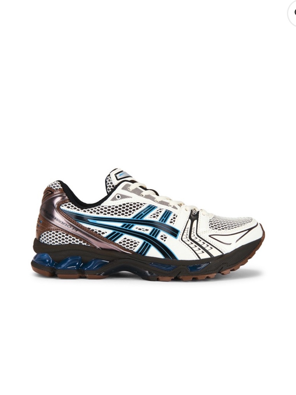Asics Gel-Keyano 14 in cream & blue coast. IN ORIGINAL PACKAGING FROM REVOLVE